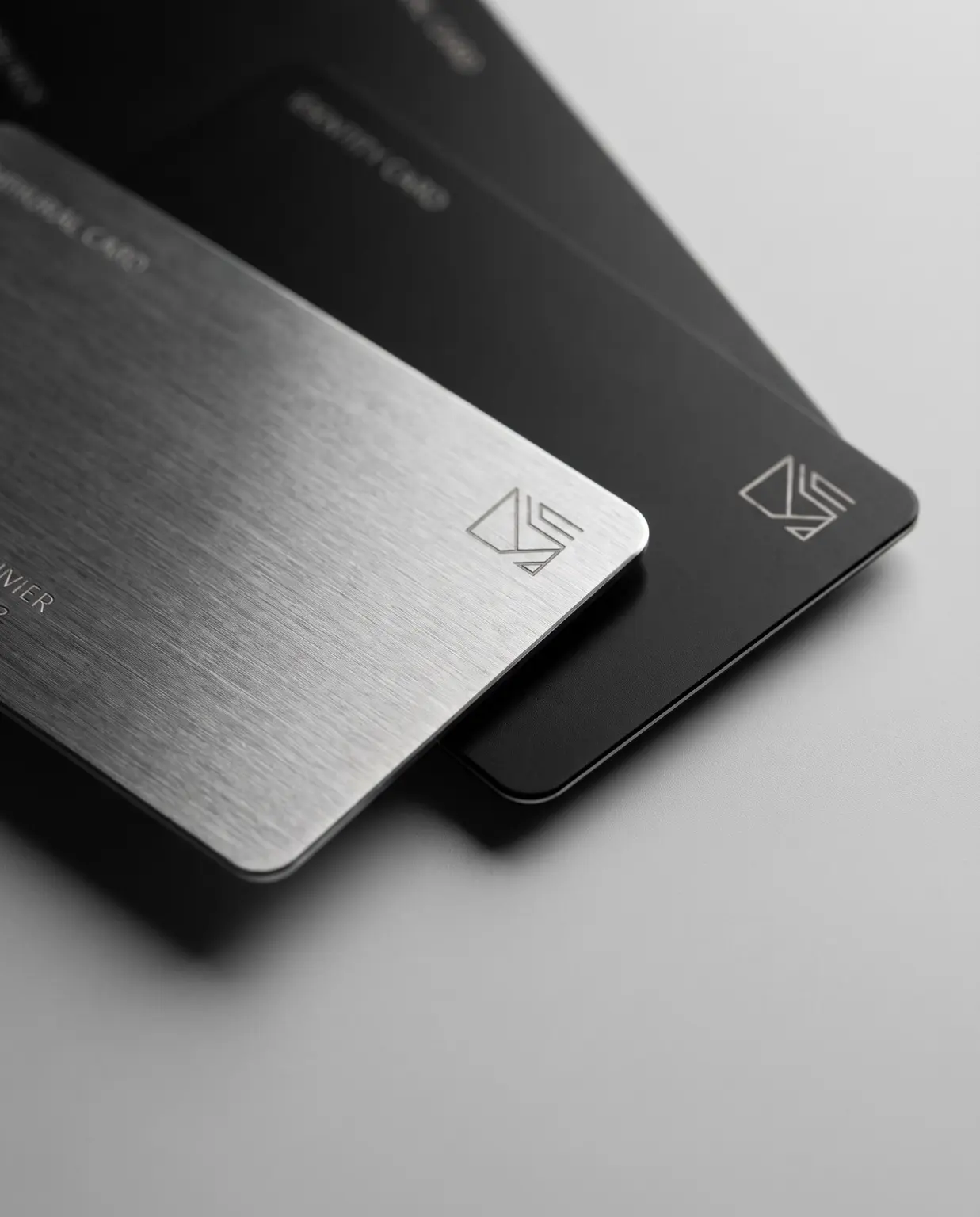 Thin black and silver cards with precision markings
