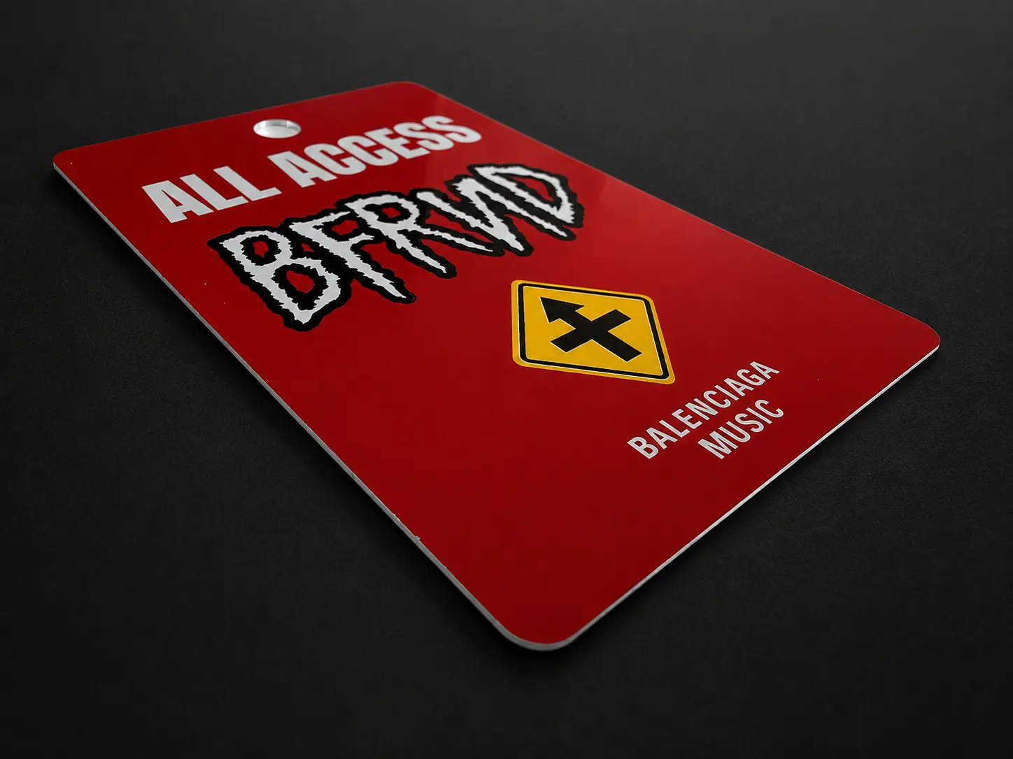 Balenciaga Music red metal all-access pass