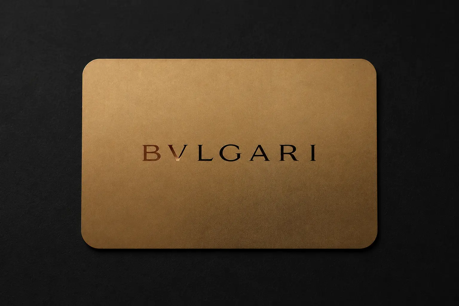 Front view of the satin gold-tone Bulgari connected warranty card