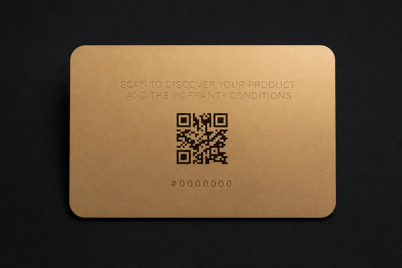 Reverse of the Bulgari metal warranty card with QR code and neutralised serial number
